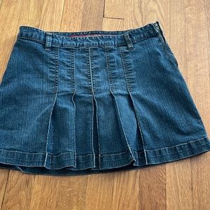 Pleated Jean Mini Skirt